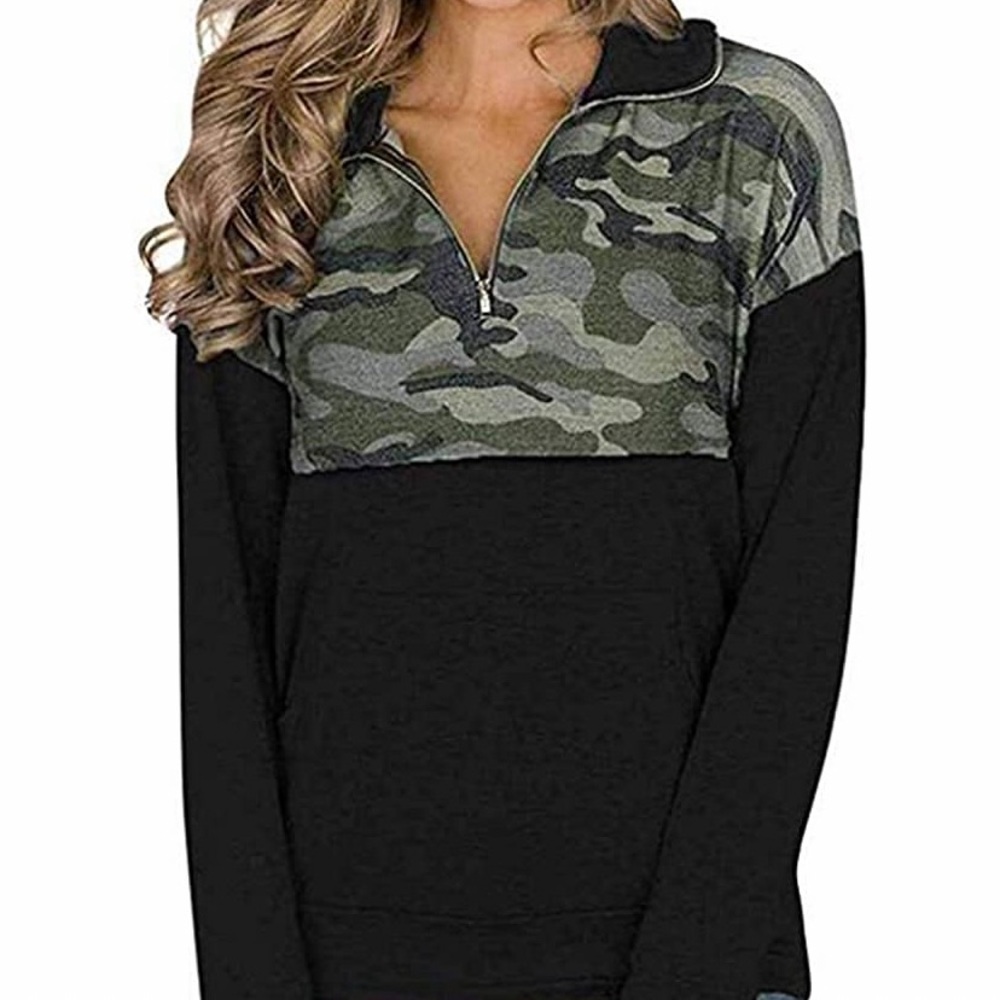 Camo quarter-zip pullover